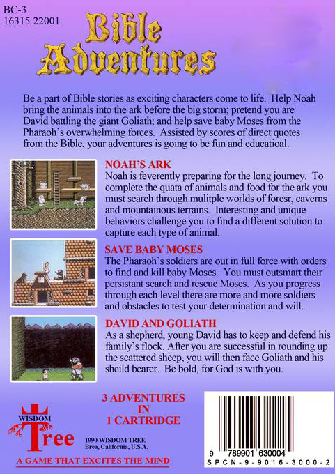 Bible Adventures (Homebrew) — Box back